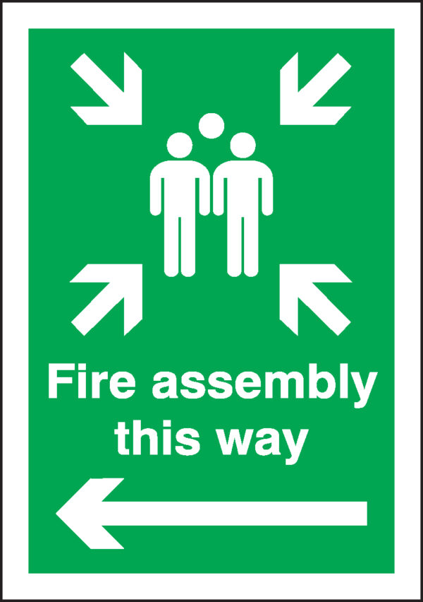 FR064AJMPA - 400x300mm Fire assembly this way (left arrow) Outdoor Sign