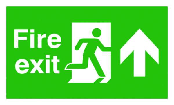 FX04710P - 150x300mm Fire Exit Running Man Arrow Up - Polycarbonate