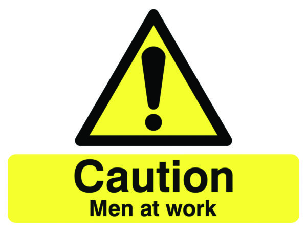 HA04736D - 450x600mm Caution Men at work stanchion sign