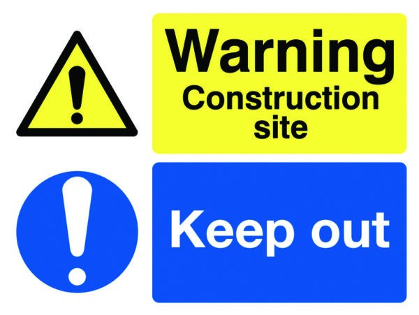 HA22136D - 450x600mm Warning Construction site Keep out stanchion sign