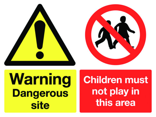 HA22836D - 450x600mm Warning Dangerous site Children must not play stanchion sign