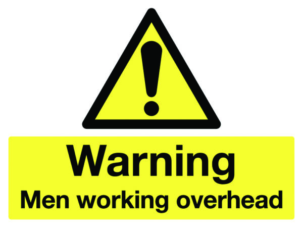 HA25336D - 450x600mm Warning Men working overhead stanchion sign