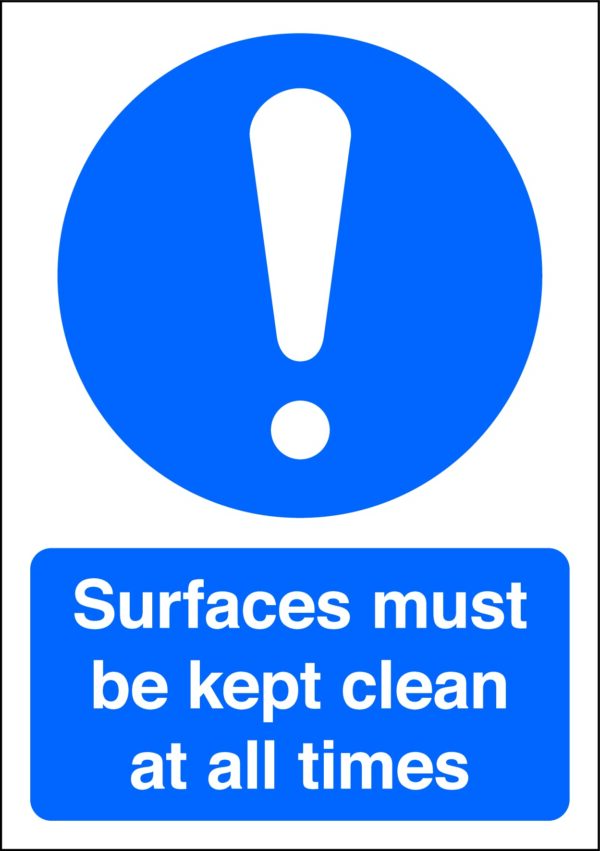 MA13250R - 297x210mm Surfaces must be kept clean at all times - Rigid