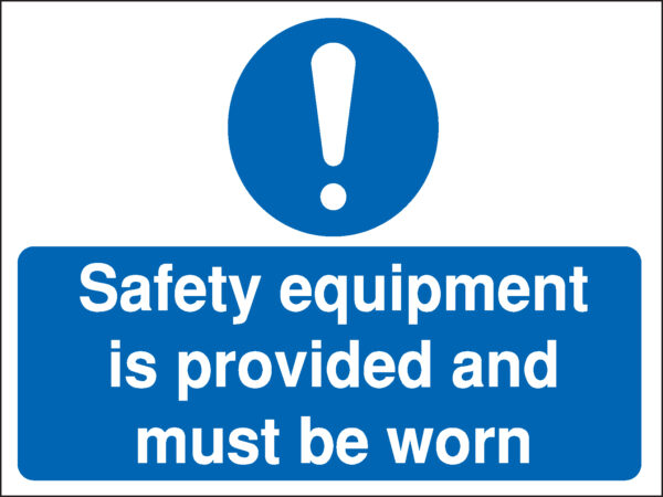 MD088AMRP - 450x600mm Safety equipment is provided Construction Sign - Rigid