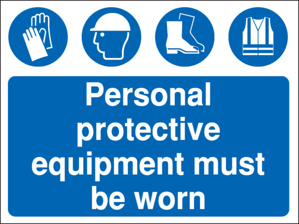 MD096AMRP - 450x600mm Personal protective equipment must be worn Construction Sign - Rigid