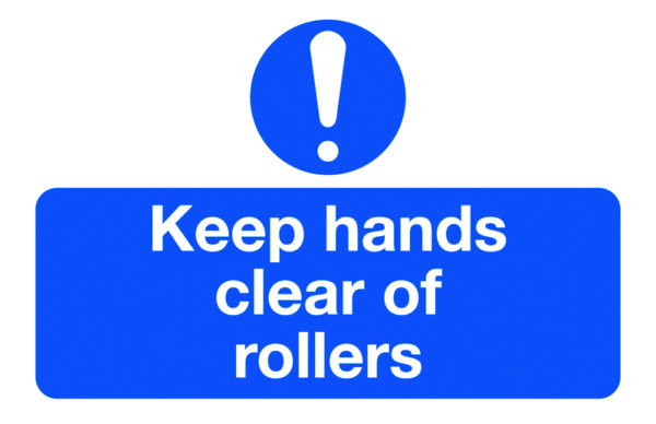 MHL7B - 87x135mm Keep Hands Clear of Rollers - Pk of 6