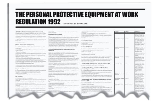 RFWC43 - 840x570mm The Personal Protective Equiptment At Work Regulation 1992 Wallchart