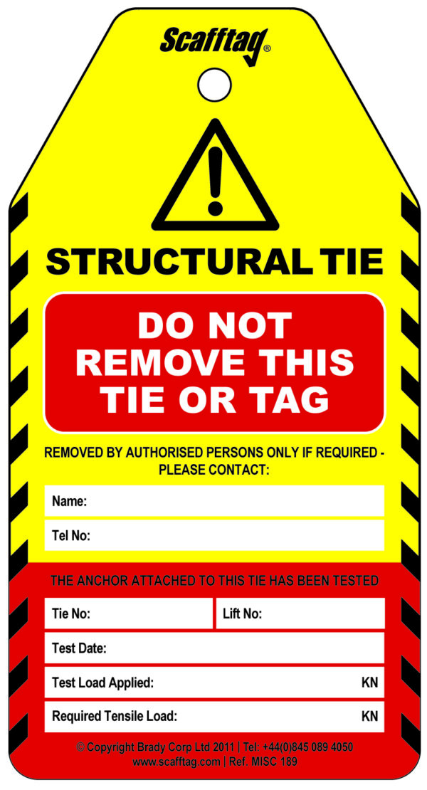 SCF39 - Scafftag Tietag Test Tag Pack of 50