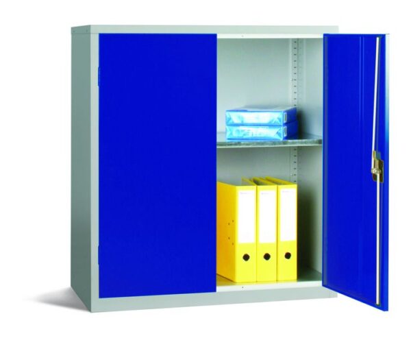 STR0080DB - Workplace Storage Cupboard - 1 shelf - 2 Doors - Dark Blue - 1000 x 915 x 457mm (HxWxD)