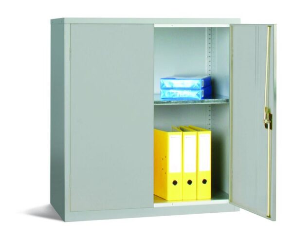 STR0080GRY - Workplace Storage Cupboard - 1 shelf - 2 Doors - Grey - 1000 x 915 x 457mm (HxWxD)