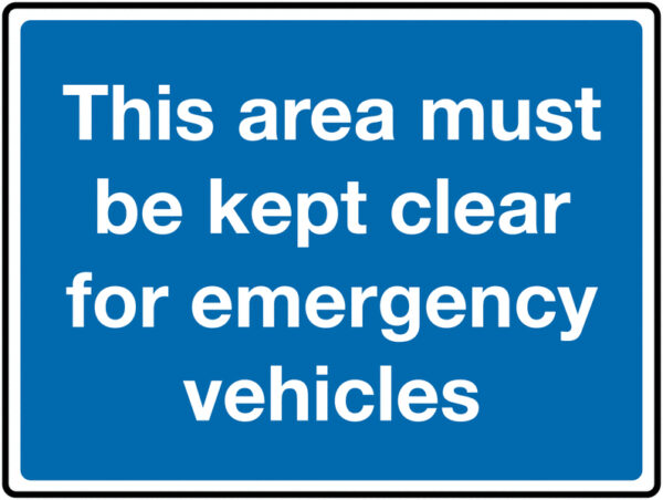 TRF0170EP - 450 x 600mm This area must be kept clear for emergency vehicles Class 1 Reflective Traffic Sign (Post)