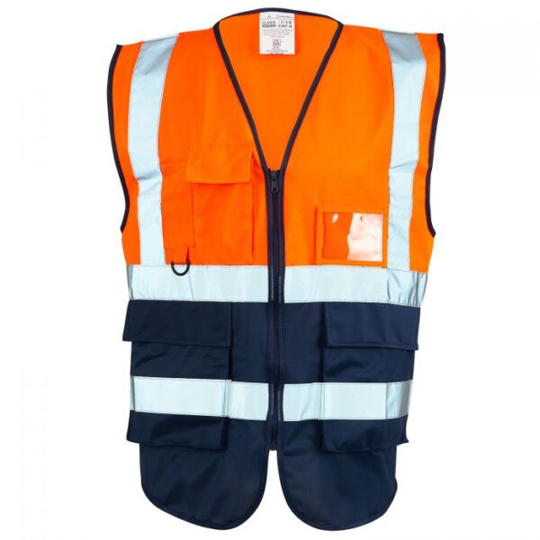 Supertouch 253 Hi Vis Yellow/Navy & Orange/Navy 2 Tone Executive Vest - Image 3