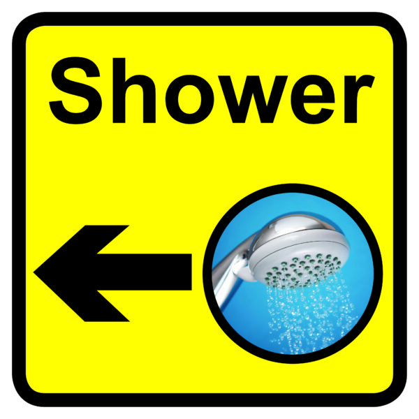 KAI206 - 300x300mm Shower Dementia Sign Arrow Left