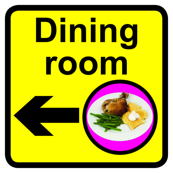 KAI210 - 300x300mm Dining Room Dementia Sign Arrow Left