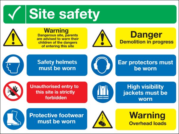 MS07646ACR - 600x800mm Site Safety Dangerous Site Personal Protective Equipment Site Safety Board