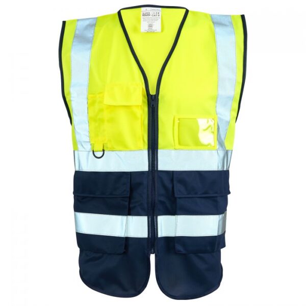 Supertouch 253 Hi Vis Yellow/Navy & Orange/Navy 2 Tone Executive Vest - Image 2