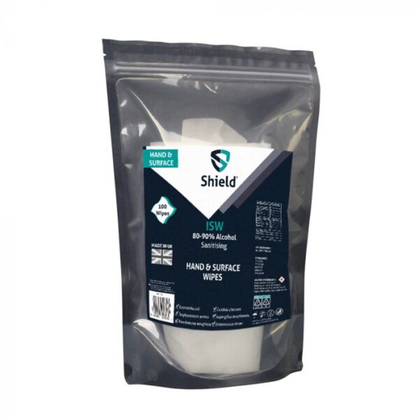 SA-ISW - Shield Alcohol Hand & Surface Wipes ‑ 100 Wipes