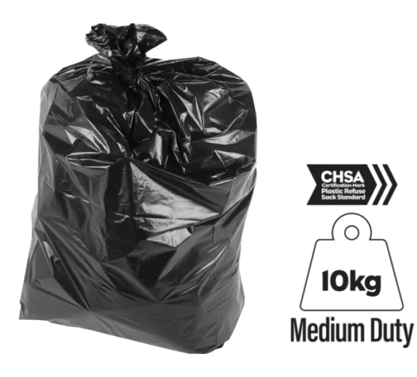 EW/BAG - Everyday Value Black Refuse Sacks (200) ‑ Medium Duty 10KG