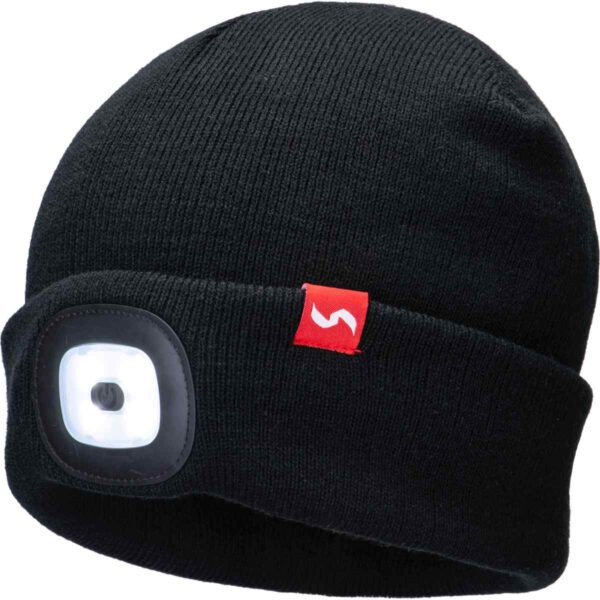 HD/HAT-AC-LGT/BK - 100% ACRYLIC THERMAL BEANIE WITH BUILT-IN LED LIGHT