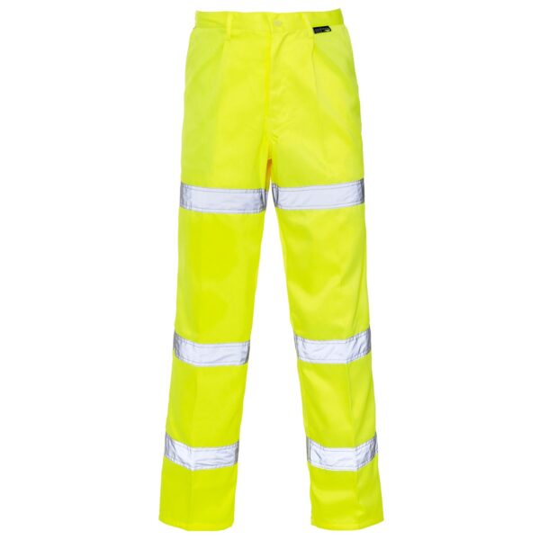 PC38742 - Hi Vis Yellow 3 Band Polycotton Trousers