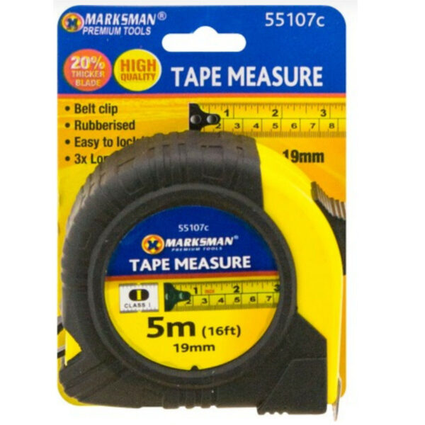 55101C - 5m 16ft Marksman Tape Measure Griplock Metric Imperial Retractable