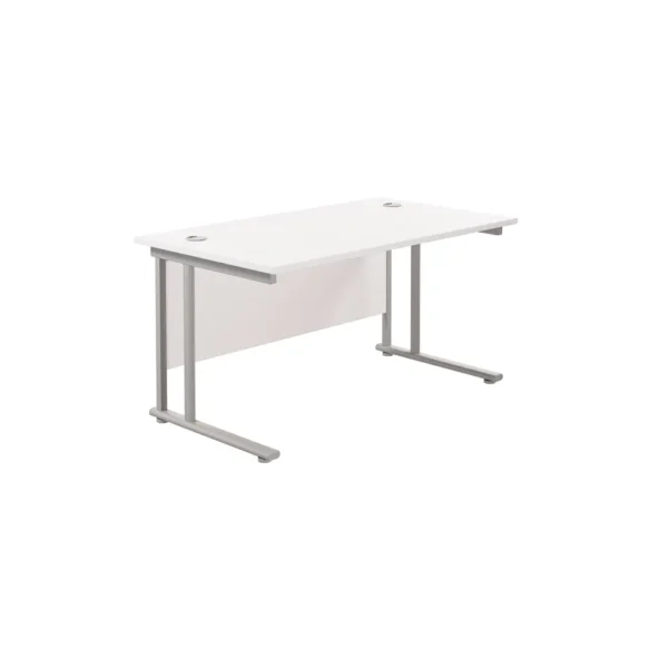 KF806837 - Jemini Rectangular Cantilever Desk 1200x800x730mm White/Silver