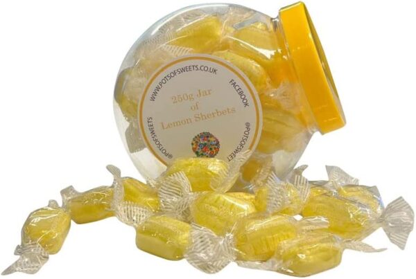 Personalized 250g Cookie Jar of Individually Stockleys Wrapped Sherbet Lemon Sweets