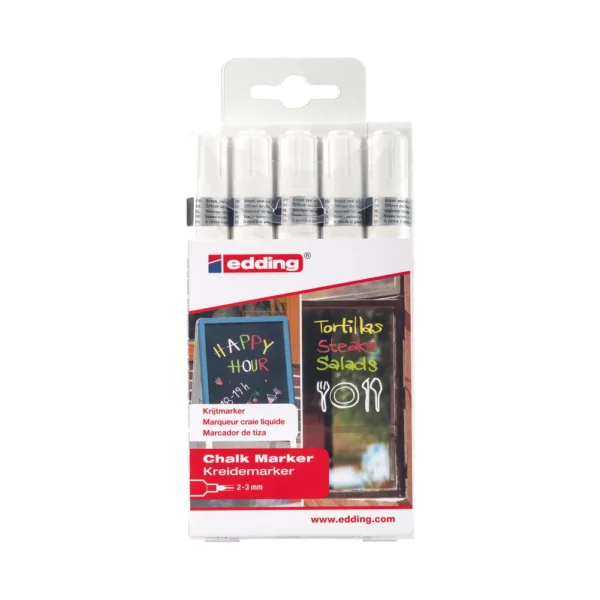 Edding 4095 Chalk Markers Bullet Tip White (Pack of 5)