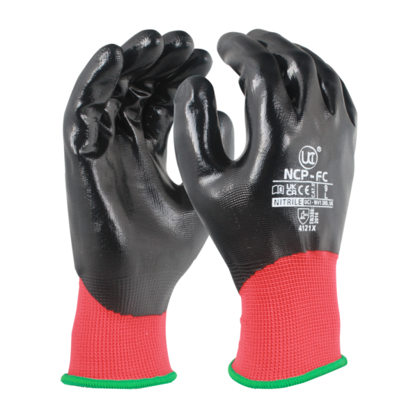 NCP-FC, RED/BLACK FULLY COATED NITRILE GLOVE