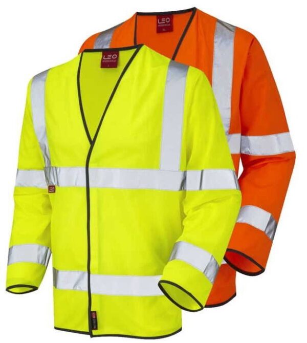 Long Sleeve Yellow or Orange Hi Vis Vests, Velcro or  Zip-Fastening-EN20471 Class 3