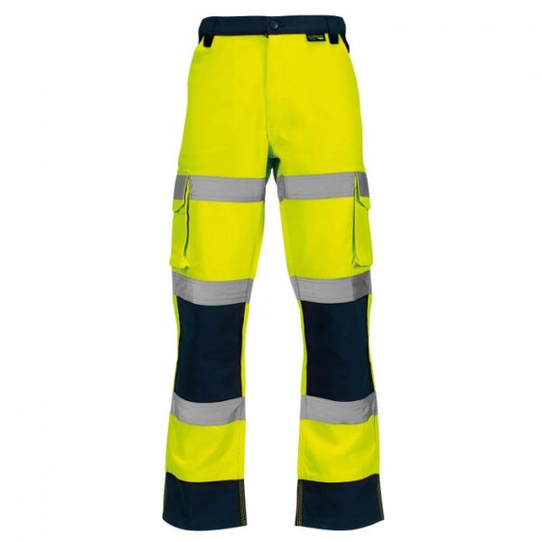 40R491 Hi-Vis 2 Tone Combat Trousers Yellow/Navy