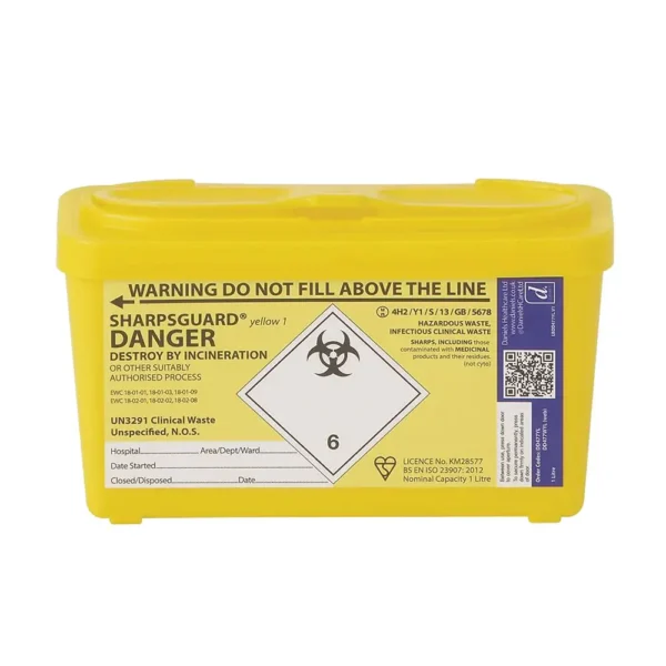 DNDD470YL- Sharpsguard Sharps Bin Yellow Lid 1L