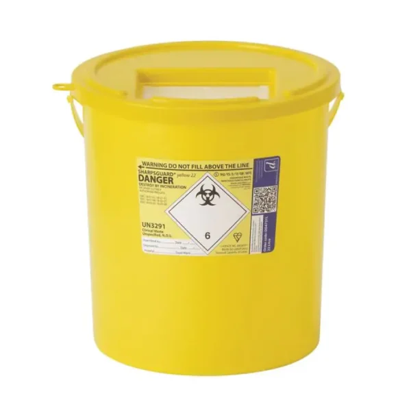 DNDD475YL- Sharpsguard Sharps Bin Yellow Lid 22L