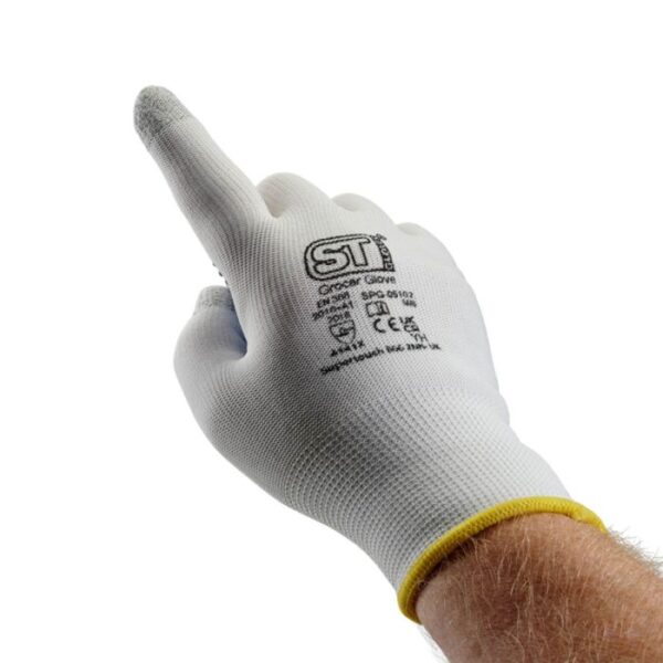 05101-4 Dotted Palm Touchscreen Grocer Glove - White - Image 3