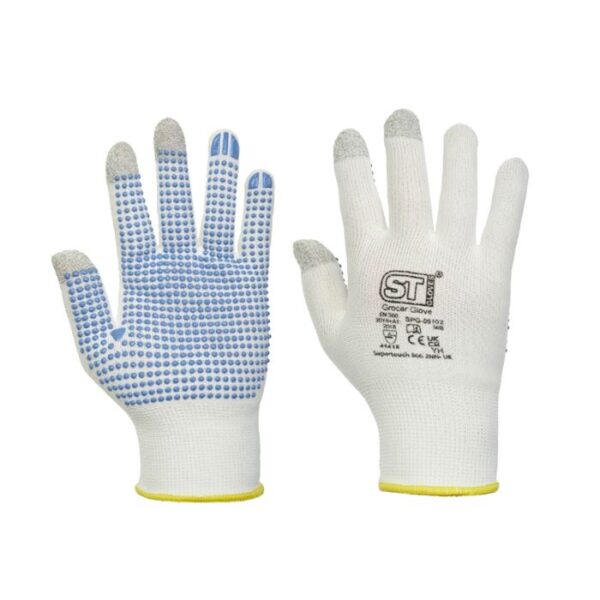 05101-4 Dotted Palm Touchscreen Grocer Glove - White - Image 2