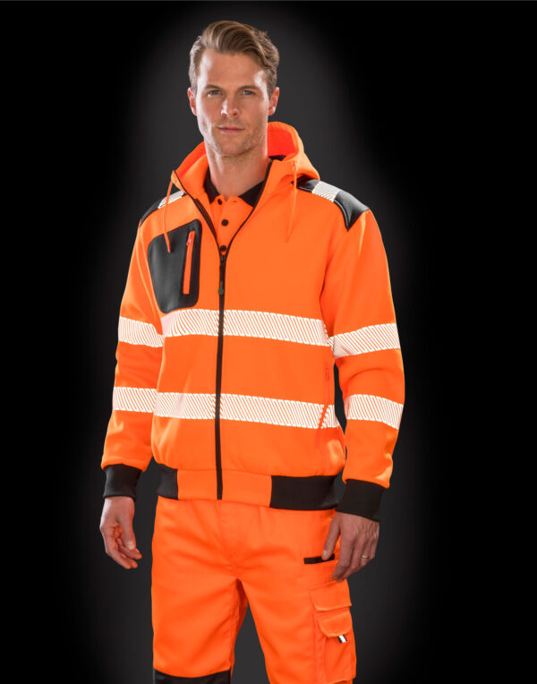 R503X Recycled Zipped Safety Hoody Fluoresent Orange