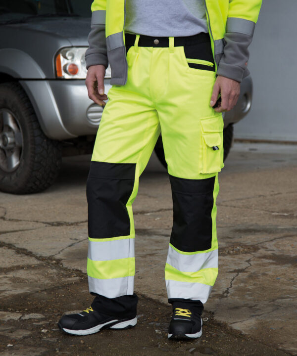 R327X - Safety Cargo Trousers Hi Vis Yellow - Image 3