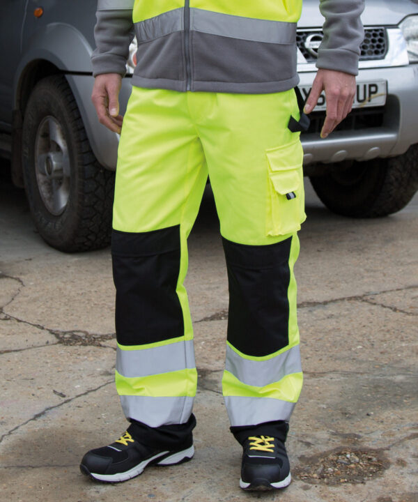 R327X - Safety Cargo Trousers Hi Vis Yellow - Image 2