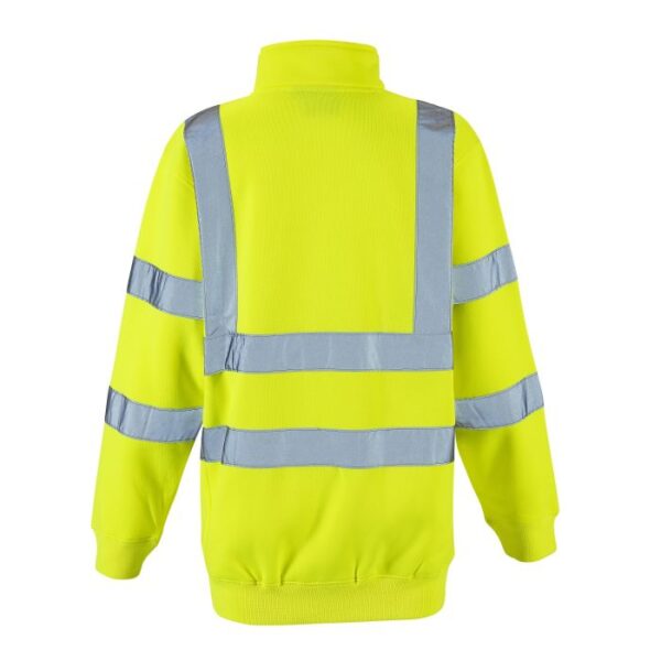 Ladies Hi Vis Yellow Eshaal Zipped Sweatshirt - Image 2