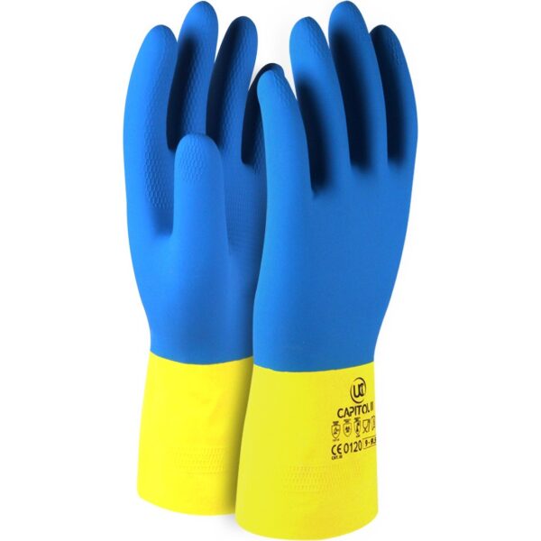 G/CAPITOL-2 - DUAL COLOUR LATEX GAUNTLET CAPITOL II - DOUBLE DIPPED CHEMICAL RESISTANT