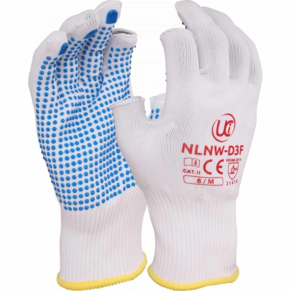 G/NLNW-D3F  PART FINGERLESS NYLON DOTTED GLOVES