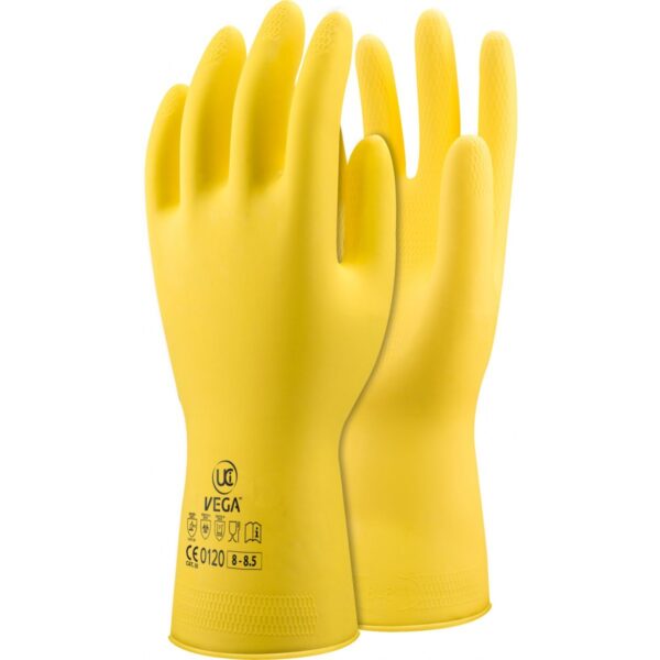 G/VEGA/YL/ VEGA™ - Yellow 30cm Latex gauntlet with cotton flock lining