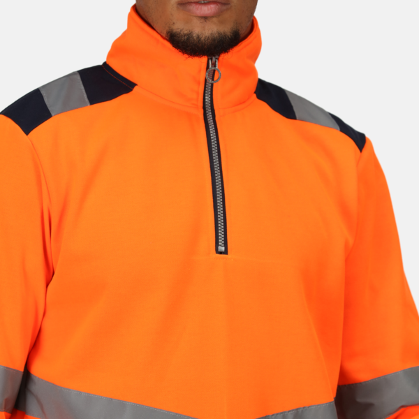 TRF670 Regatta Pro hi-vis ¼-zip sweatshirt Featuring polyester sweat fabric Orange - Image 3