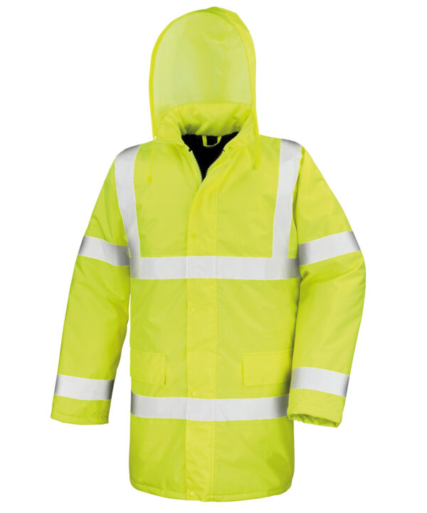 R218X Result Core safety high-viz coat. A sturdy insulated 3/4 length safety jacket - Image 2