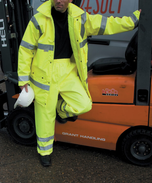 R022X Result Safety high-viz overtrousers Waterproof 3000mm, windproof. Taped seams