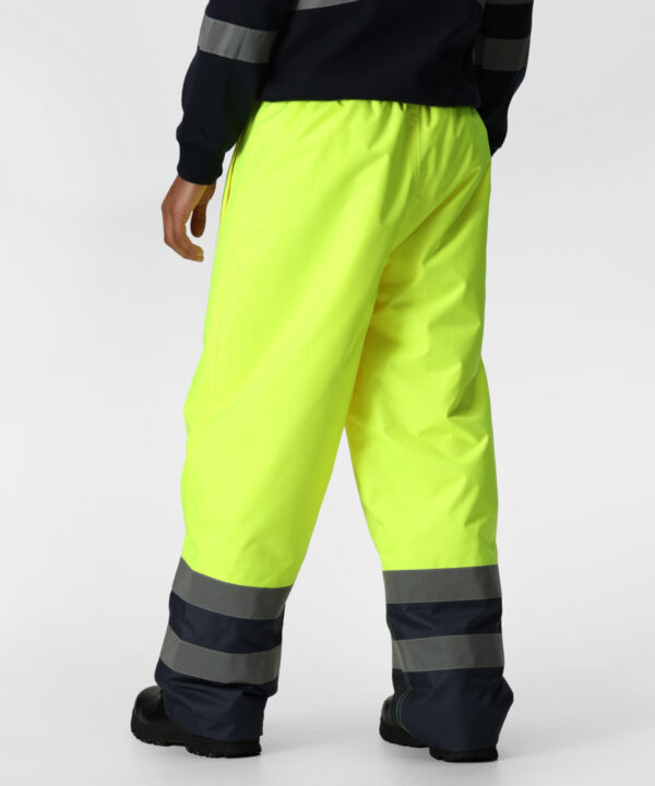 TRJ Regatta Pro Hi Vis Insulated Overtrousers Yellow Navy - Image 3