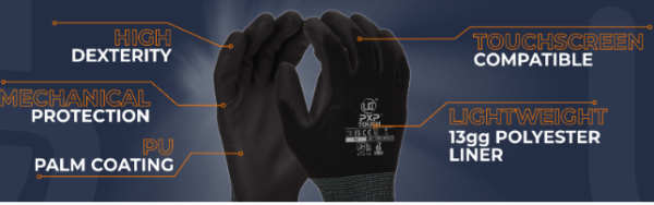 PXP-Touch -Excellent quality, Touch Screen Enabled - Black PU conductive thumb and first two fingertips