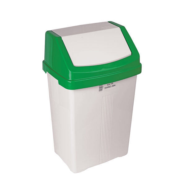 101735 50L White Swing Bin & Colour Lid - Image 2