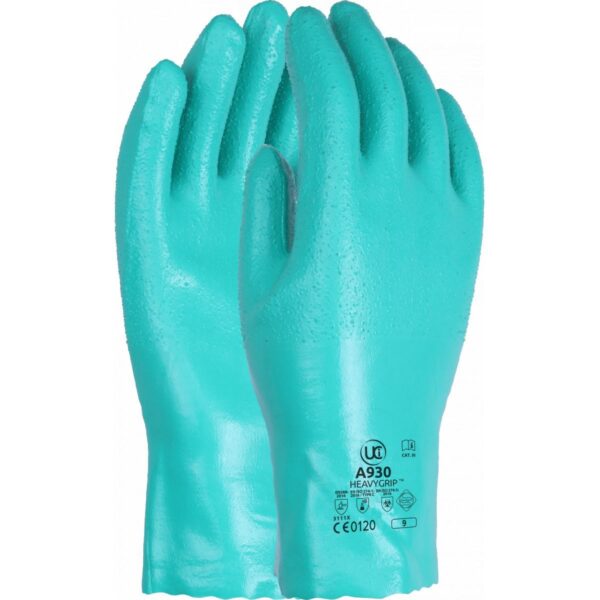 A930 - SUPPORTED CHEMICAL NITRILE GAUNTLET 30CM COTTON LINED WITH GRIP