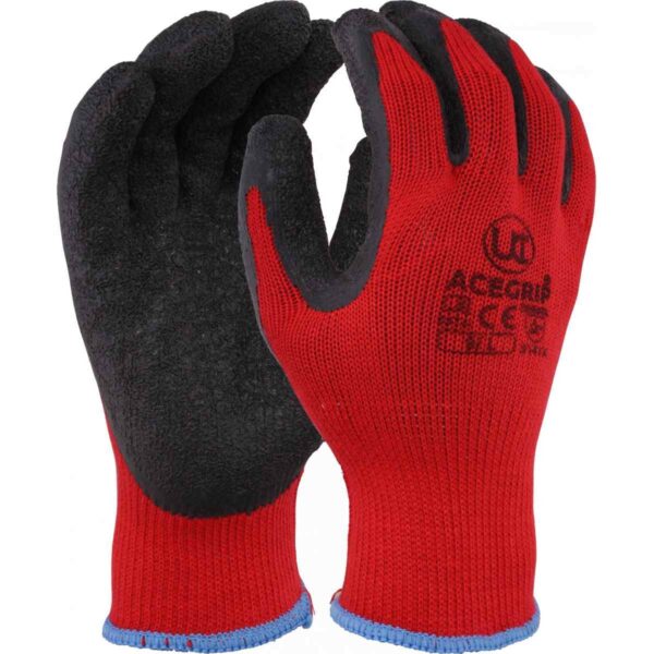 AceGrip-RP-Red Premium Polycotton liner is soft and comfortable with crinkle latex palm coating